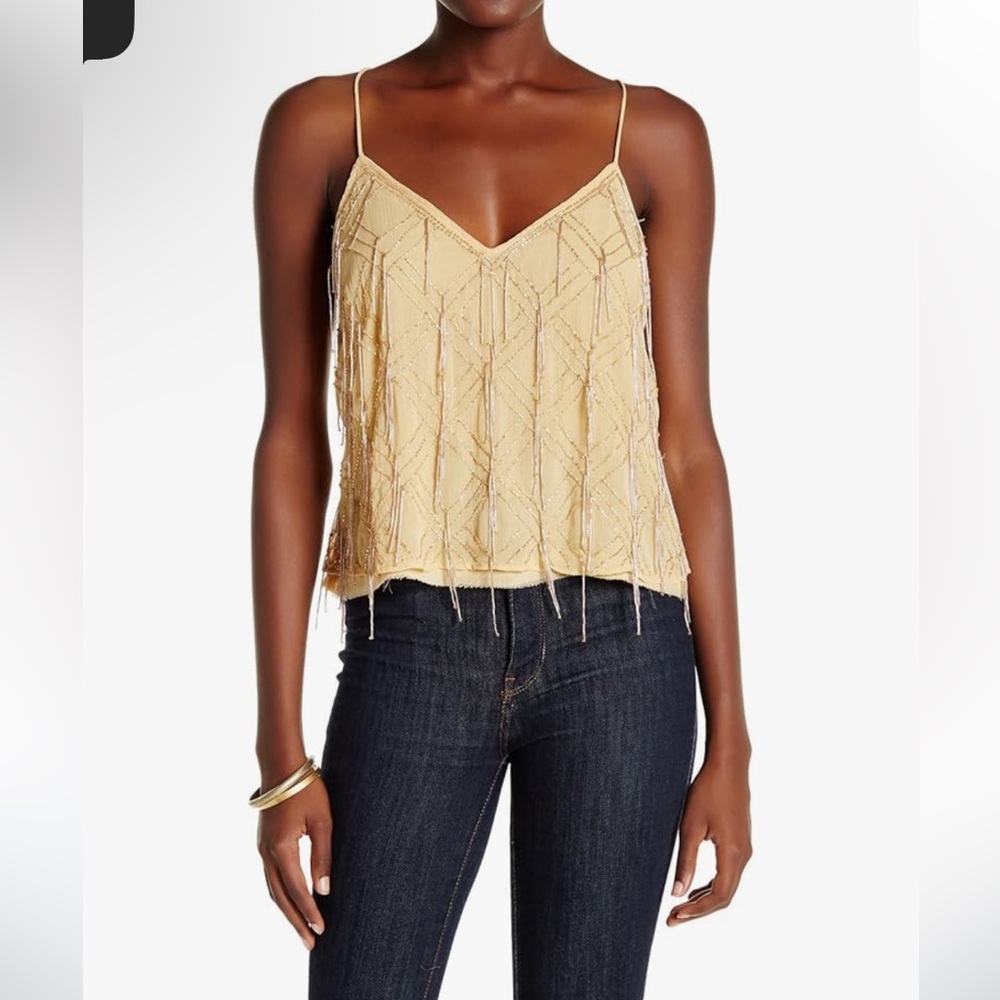 Free People Great Gatsby Fringe Beaded Tank Top